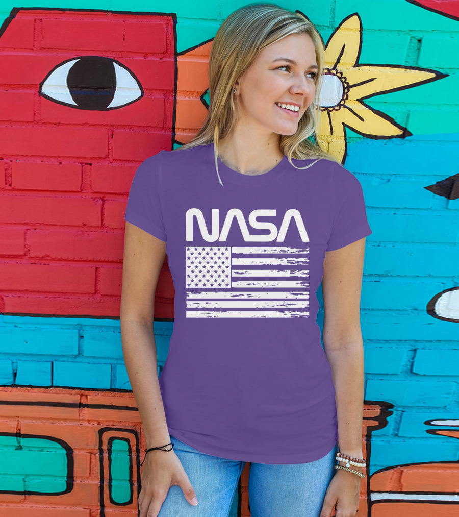 NASA Distressed American Flag Rocketry T-Shirt