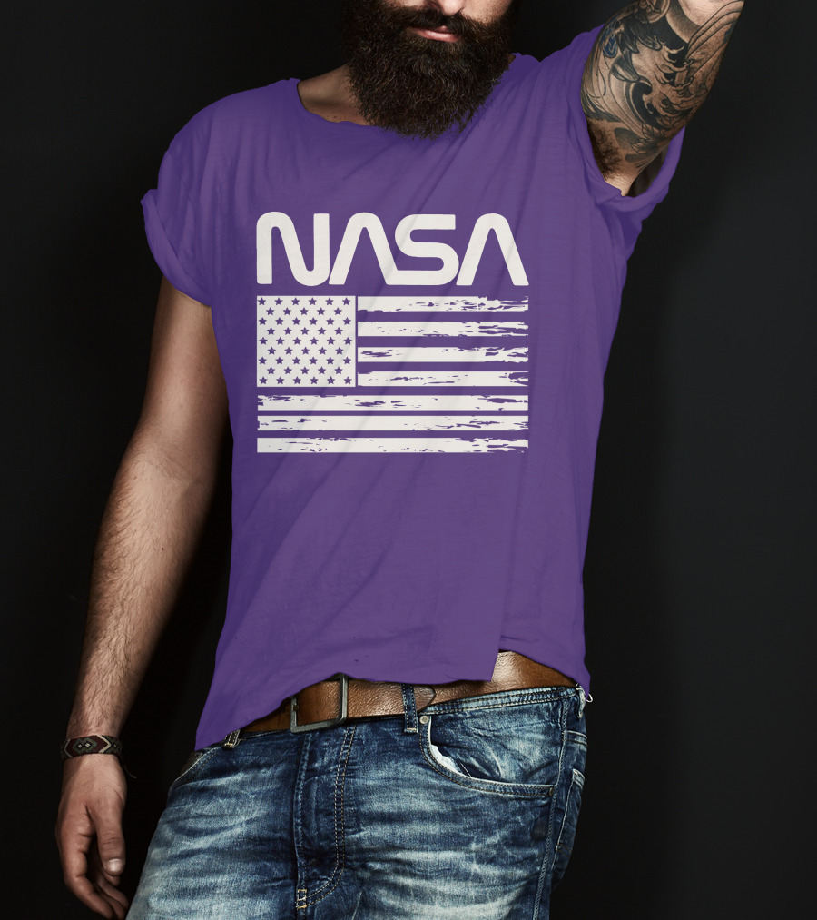 NASA Distressed American Flag Rocketry T-Shirt