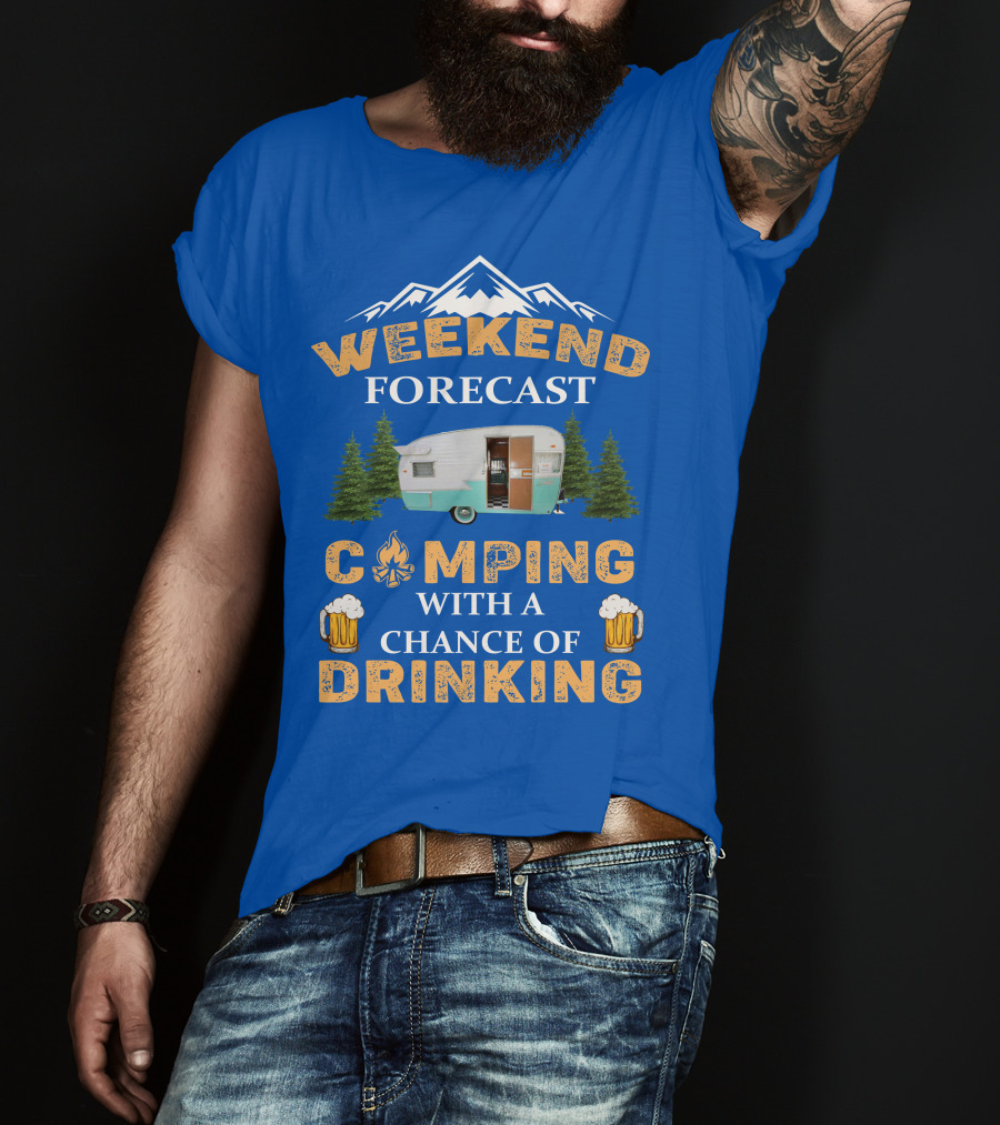 Weekend Forecast Camping Drinking Shasta COMPACT Trailer T-Shirt