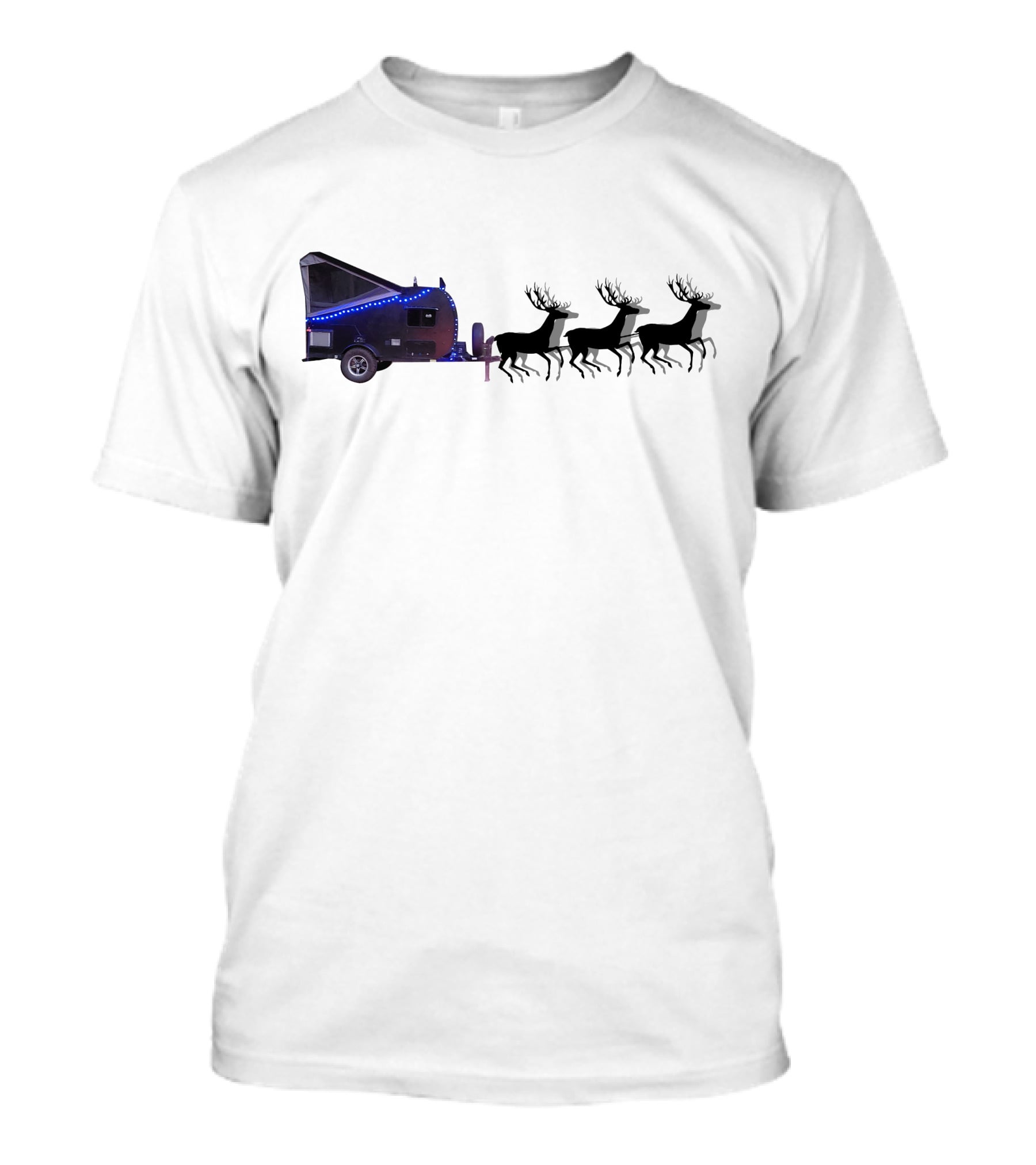 Trailers Coachmen Reindeer Pulling Holiday Camper Scene T-Shirt