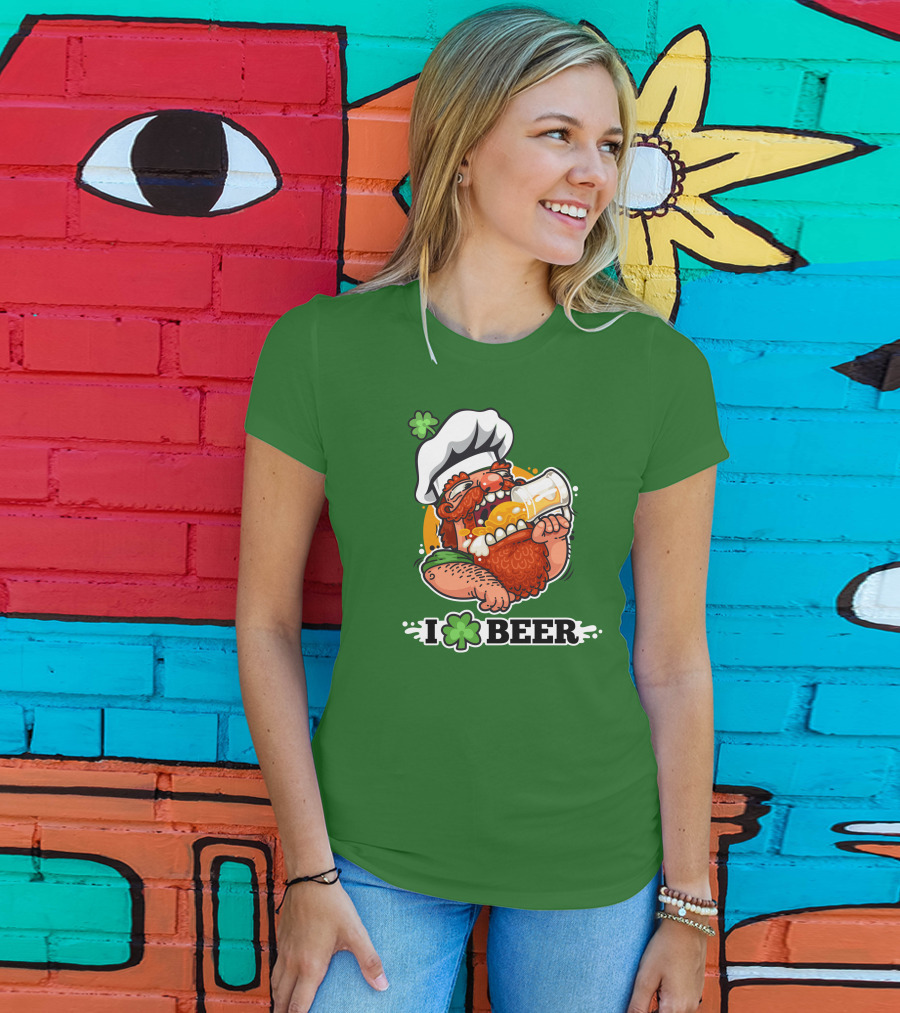Irish Chef Shamrock I Love Beer T-Shirt