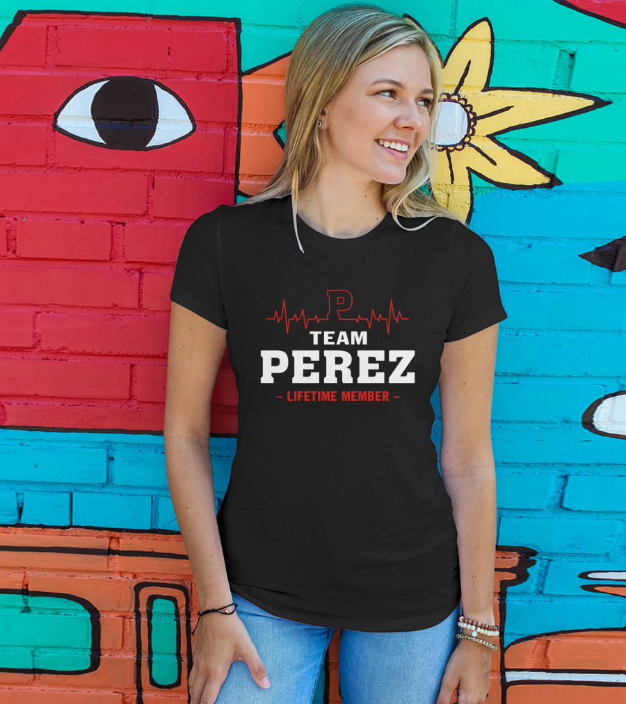 Team Perez Lifetime Member Logo With Heartbeat T-Shirt