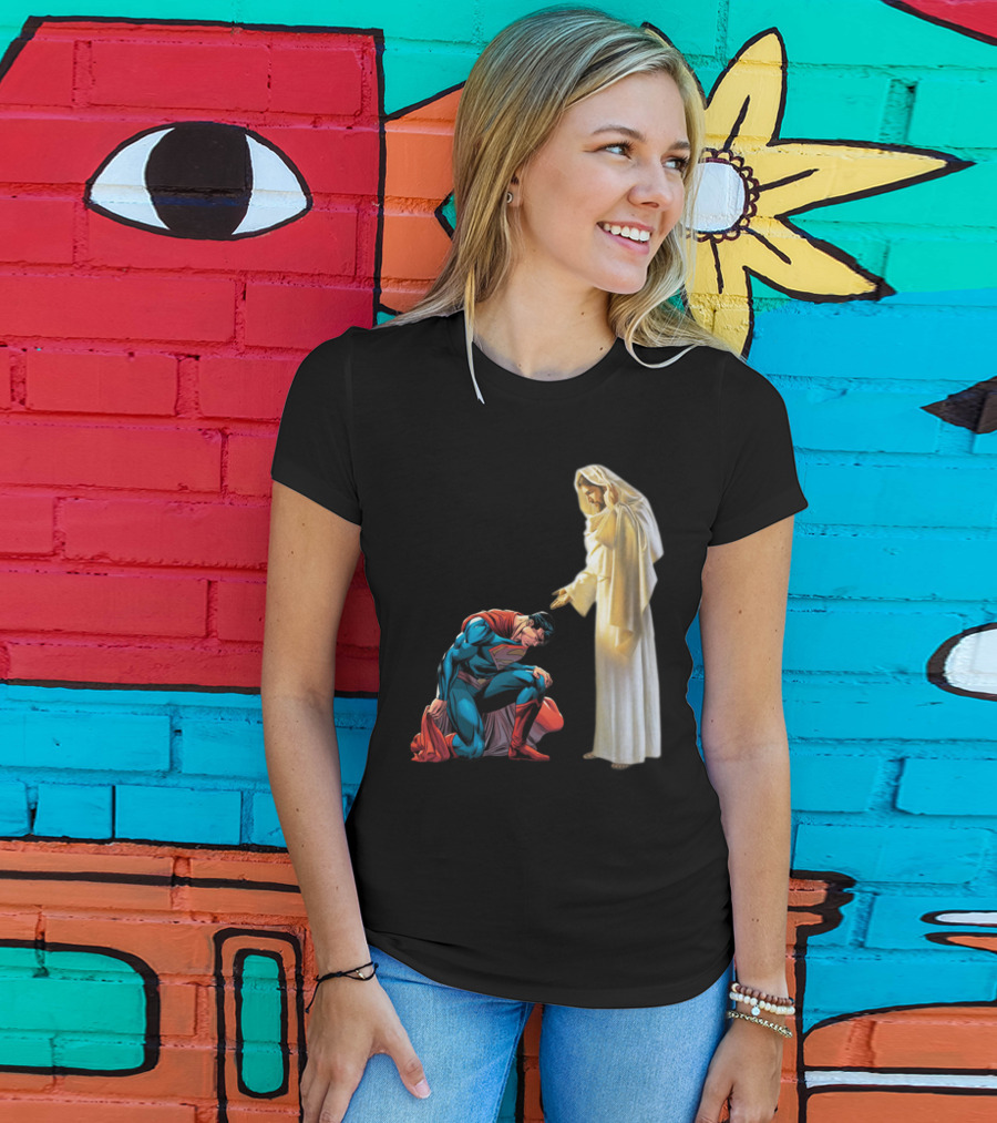 Superman Kneels Before God Jesus T-Shirt