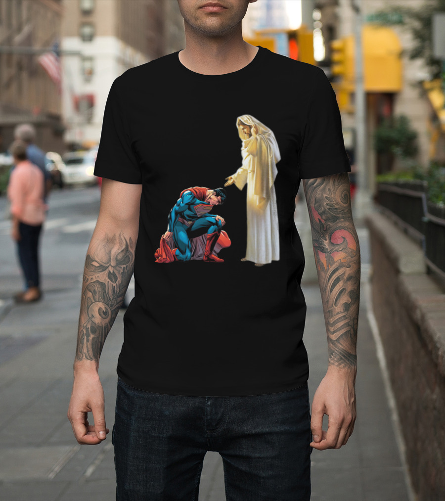 Superman Kneels Before God Jesus T-Shirt