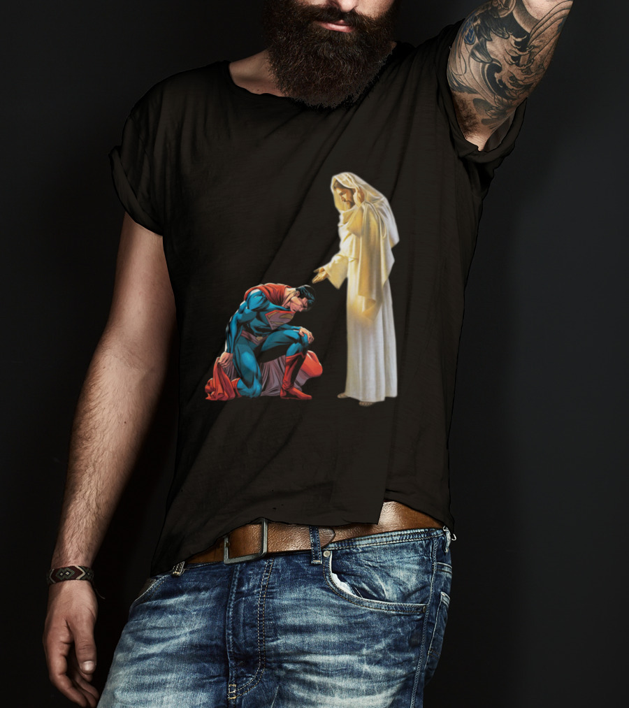 Superman Kneels Before God Jesus T-Shirt