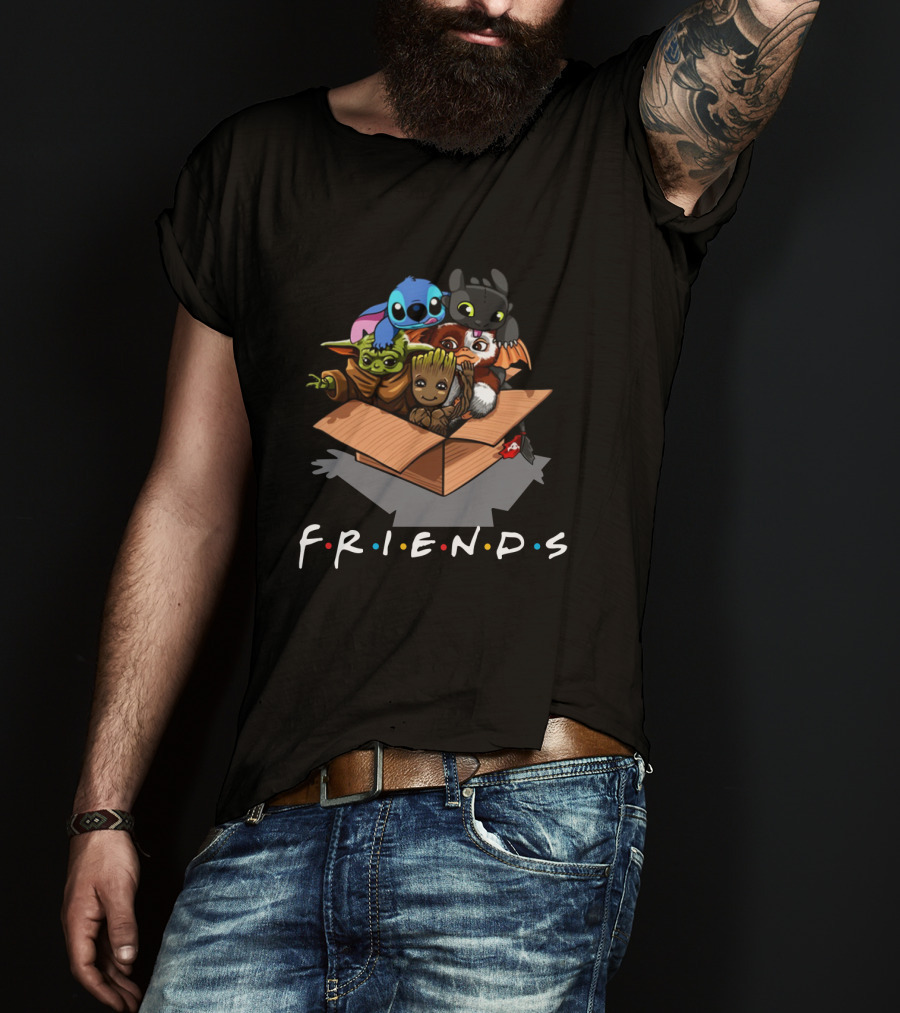 Baby Yoda Gizmo Groot Stitch Toothless Friends Box T-Shirt