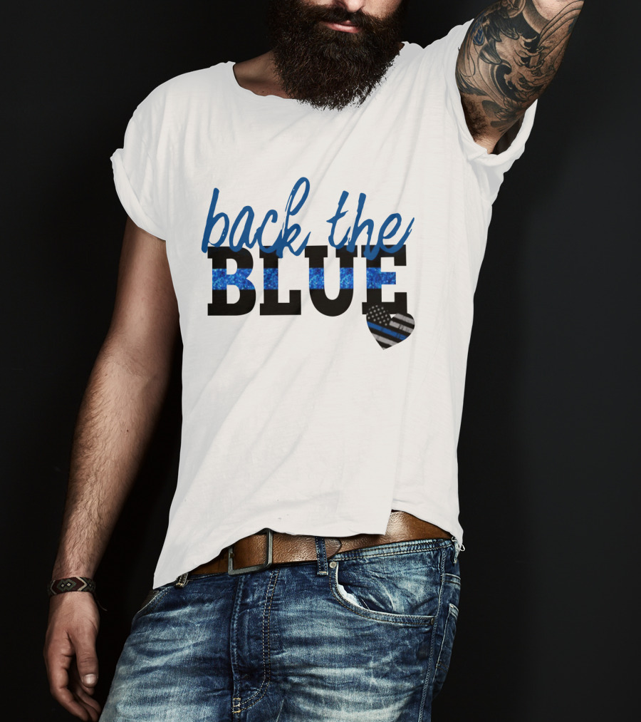 Back The Blue Thin Blue Line Heart T-Shirt