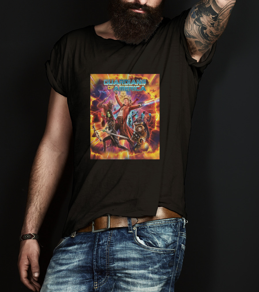Guardians Of America Star-Lord Rocket Groot Gamora Drax T-Shirt
