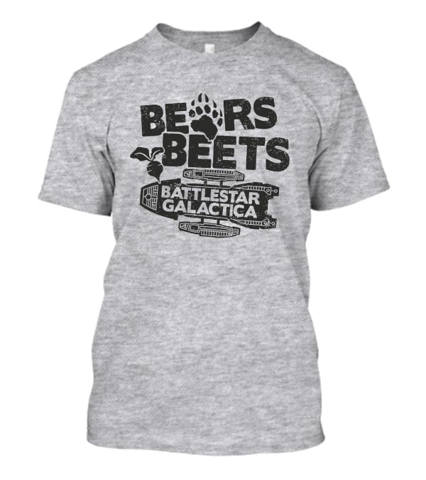 Bears Beets Battlestar Galactica Paw Print Spaceship Beetroot T-Shirt