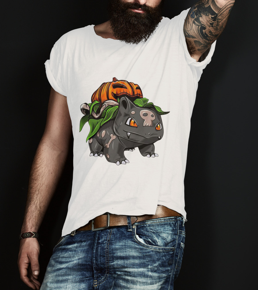 Halloween Bulbasaur Pumpkin Skeleton Spooky Pokemon T-Shirt
