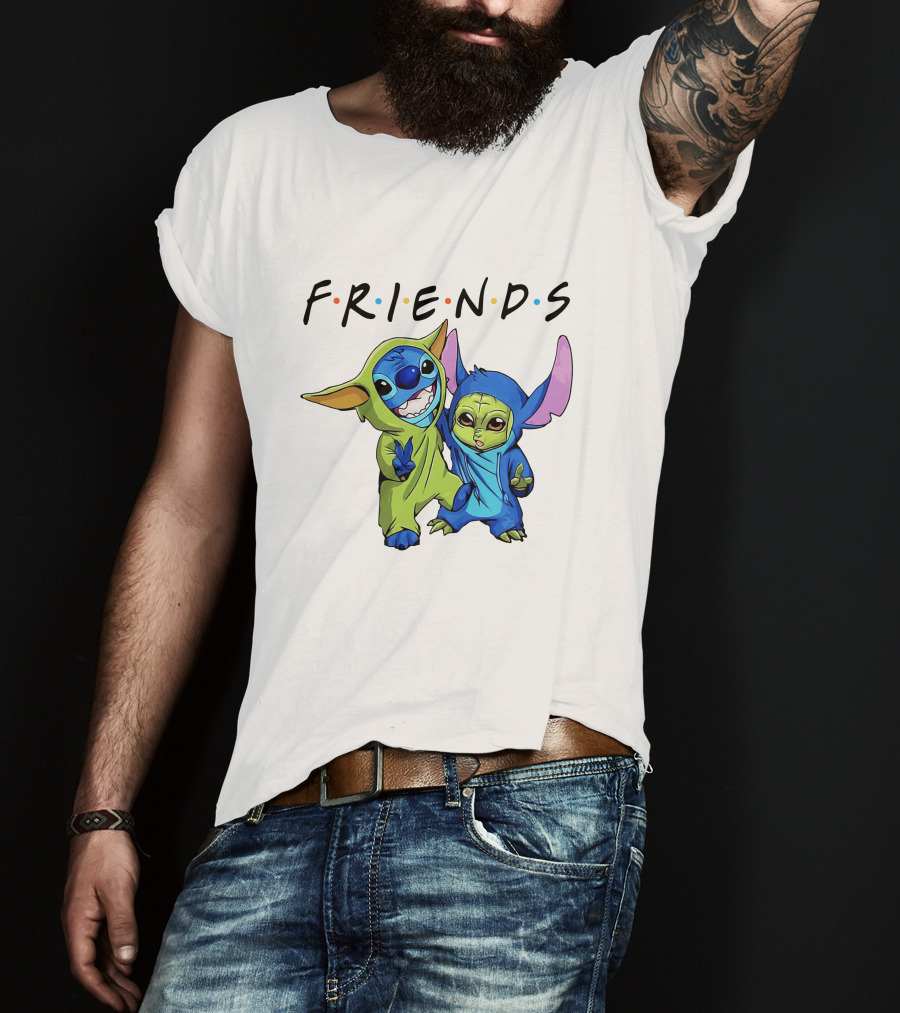 Stitch And Baby Yoda Friends TV Show T-Shirt