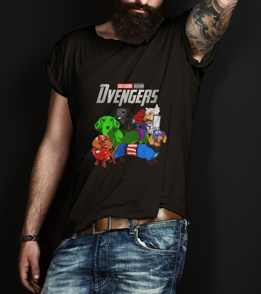 Marvel Avengers Endgame Dachshund Dvengers Dogs As Superheroes T-Shirt