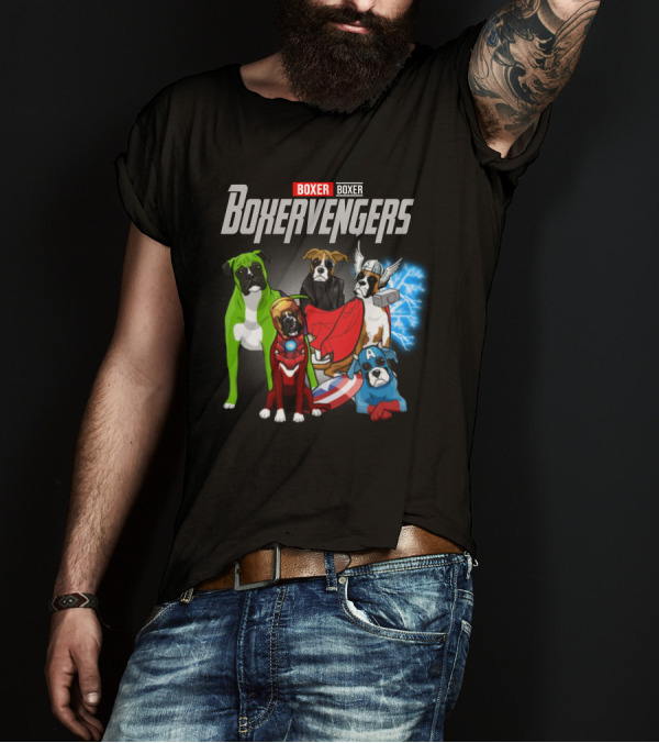 Marvel Avengers Boxer Boxervengers Dogs Superhero T-Shirt