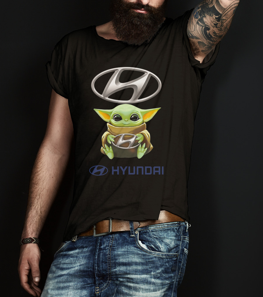 Baby Yoda Holding Hyundai T-Shirt