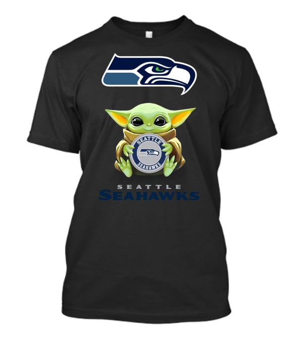 Baby Yoda Seattle Seahawks Hug Official NFL Character T-Shirt
