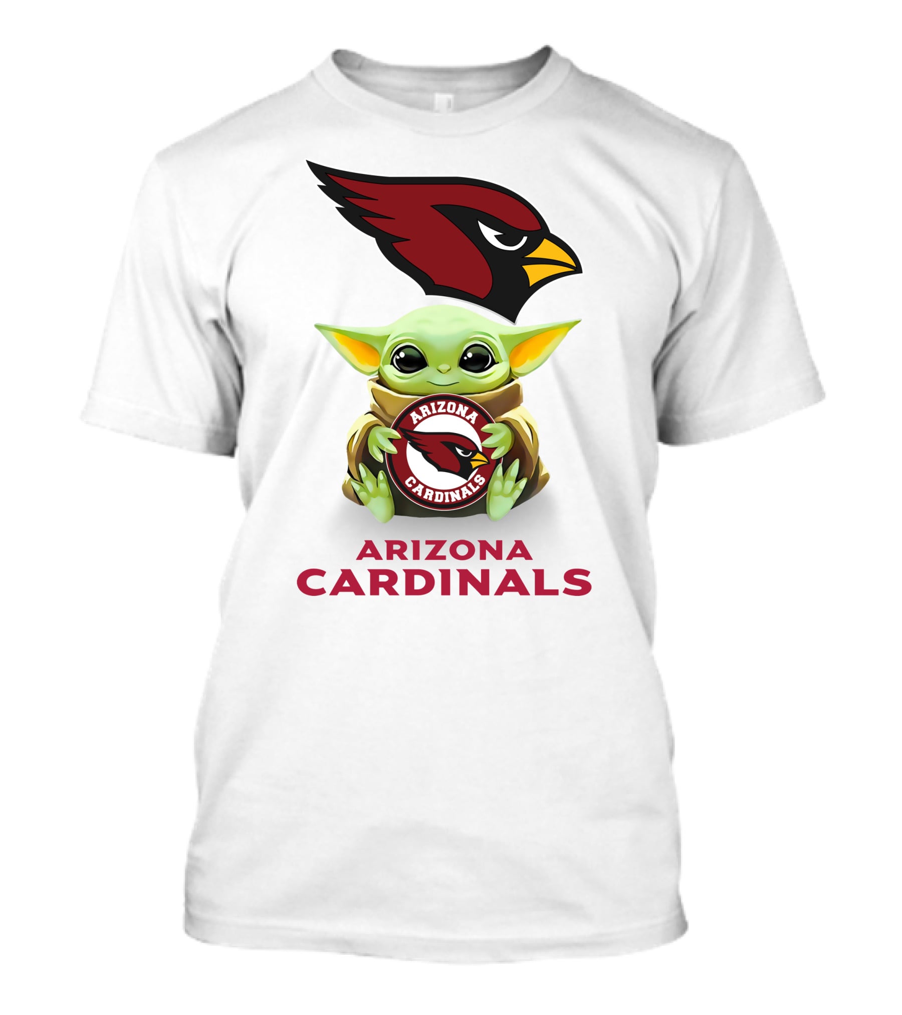 Baby Yoda Holding Arizona Cardinals Football T-Shirt