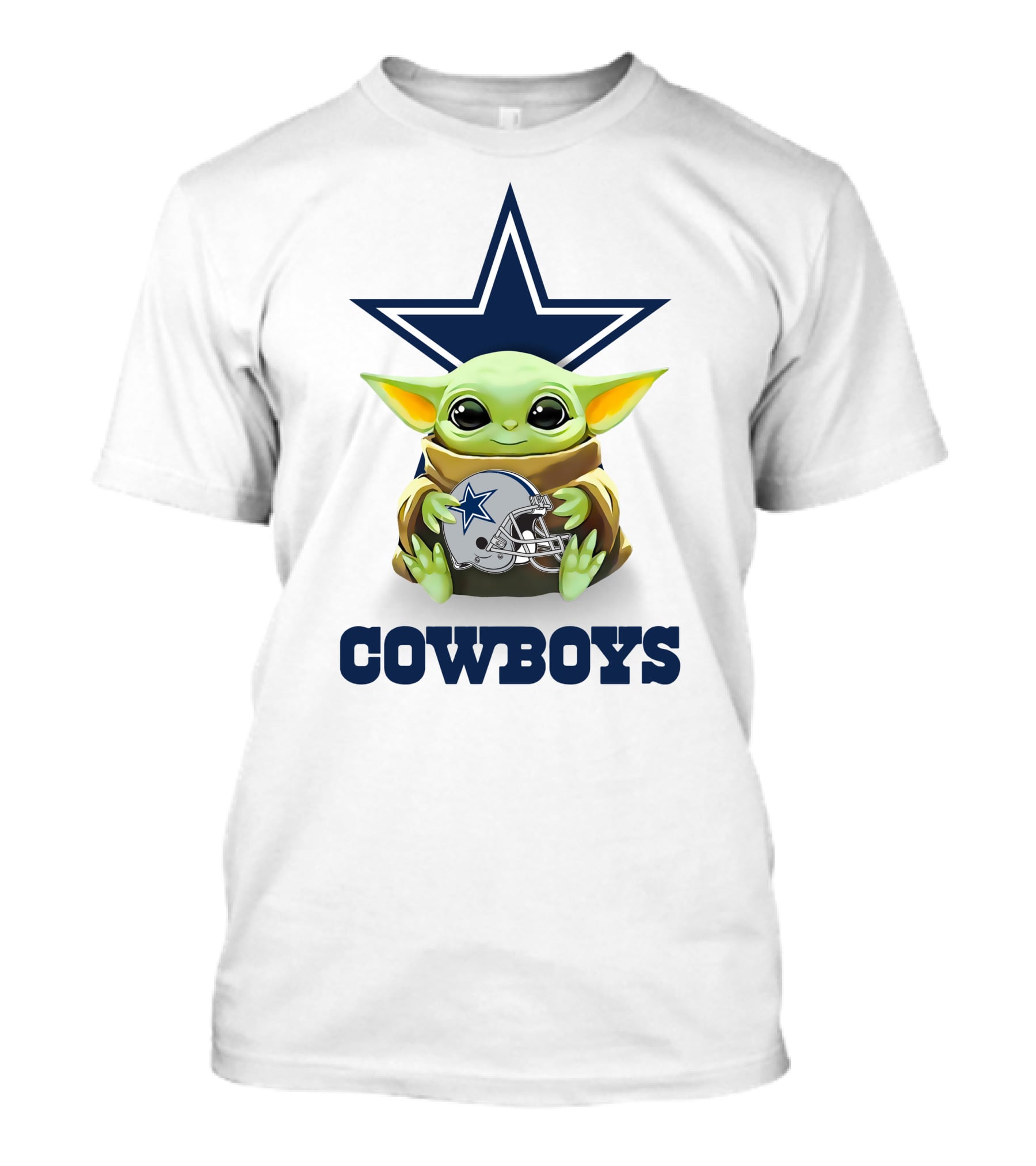 Cowboys Baby Yoda Holding Dallas Cowboys Helmet With Star T-Shirt