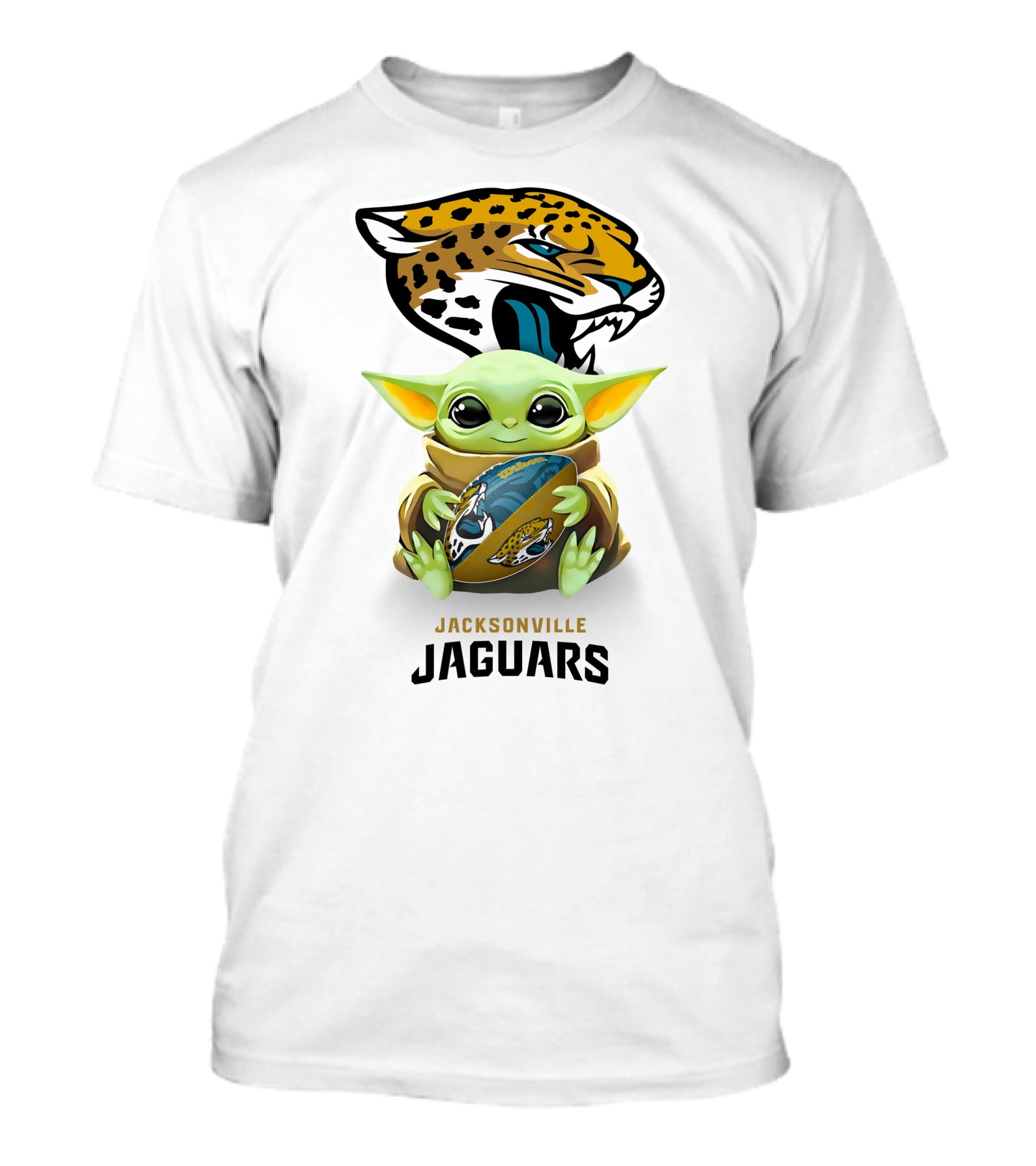 Baby Yoda Holding Jacksonville Jaguars Football Tailgate Fan Gear T-Shirt