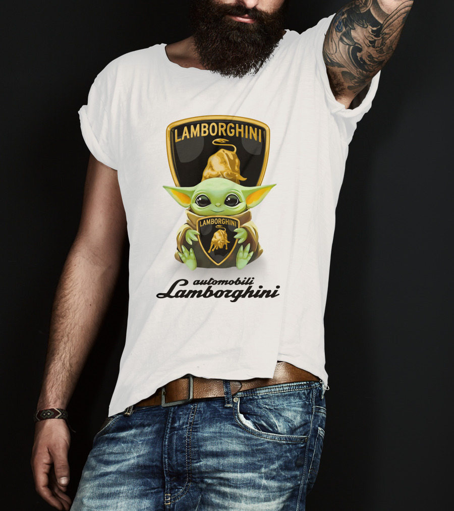 Baby Yoda Hugging Automobili Lamborghini T-Shirt
