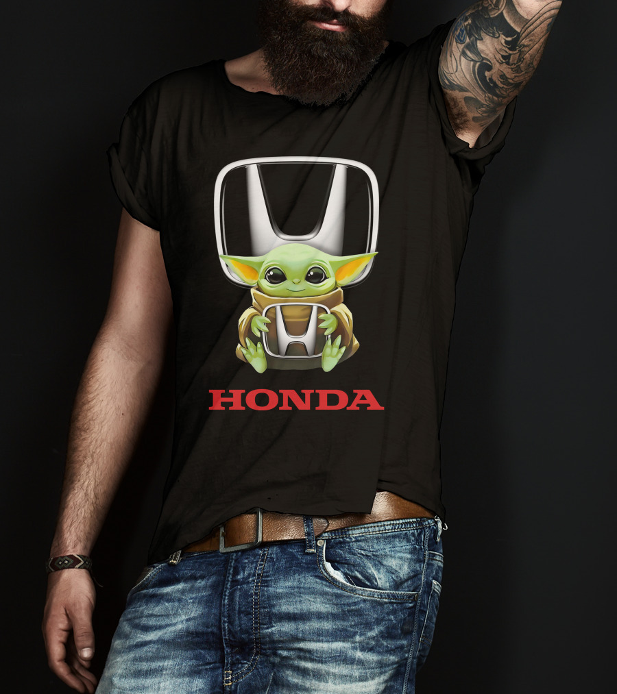 Star Wars Baby Yoda Holding Honda Emblem T-Shirt