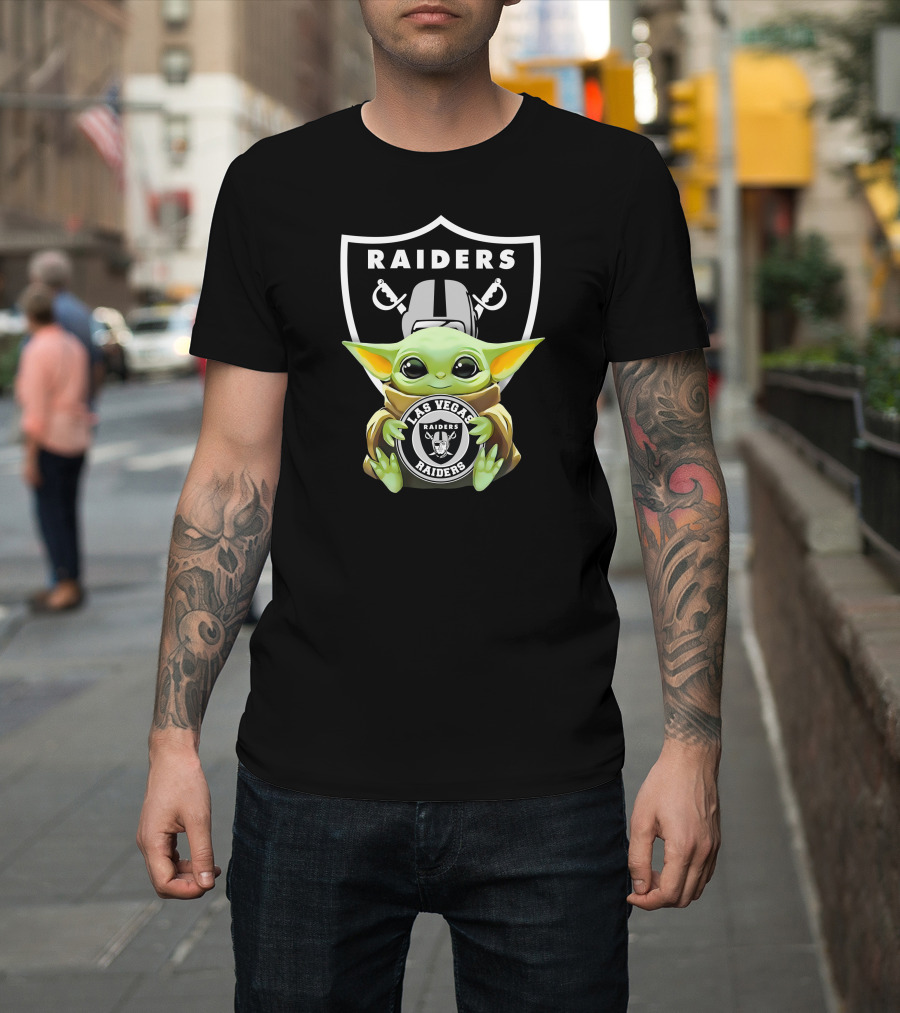 Star Wars Baby Yoda Holding Las Vegas Raiders Raiders T-Shirt
