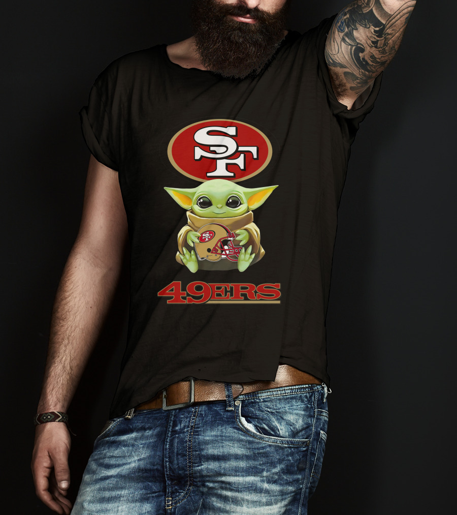 Star Wars Baby Yoda Sf 49ers Helmet 49ers T-Shirt