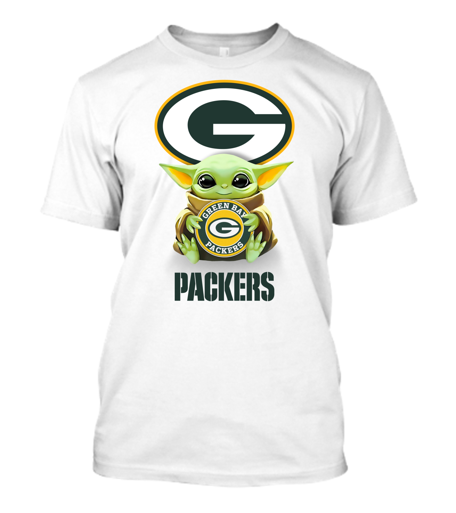 Baby Yoda Holding Green Bay Packers Emblem With Logo And Text Packers T-Shirt