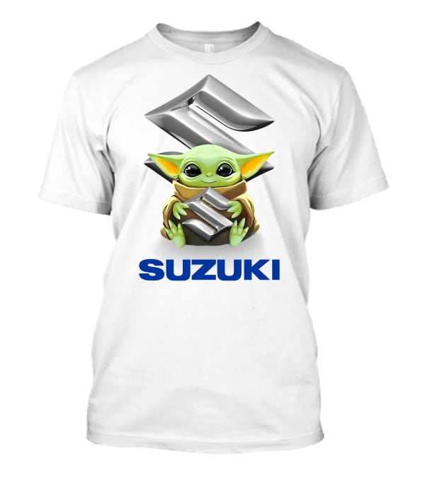 Baby Yoda Holding Suzuki Logo Emblem T-Shirt