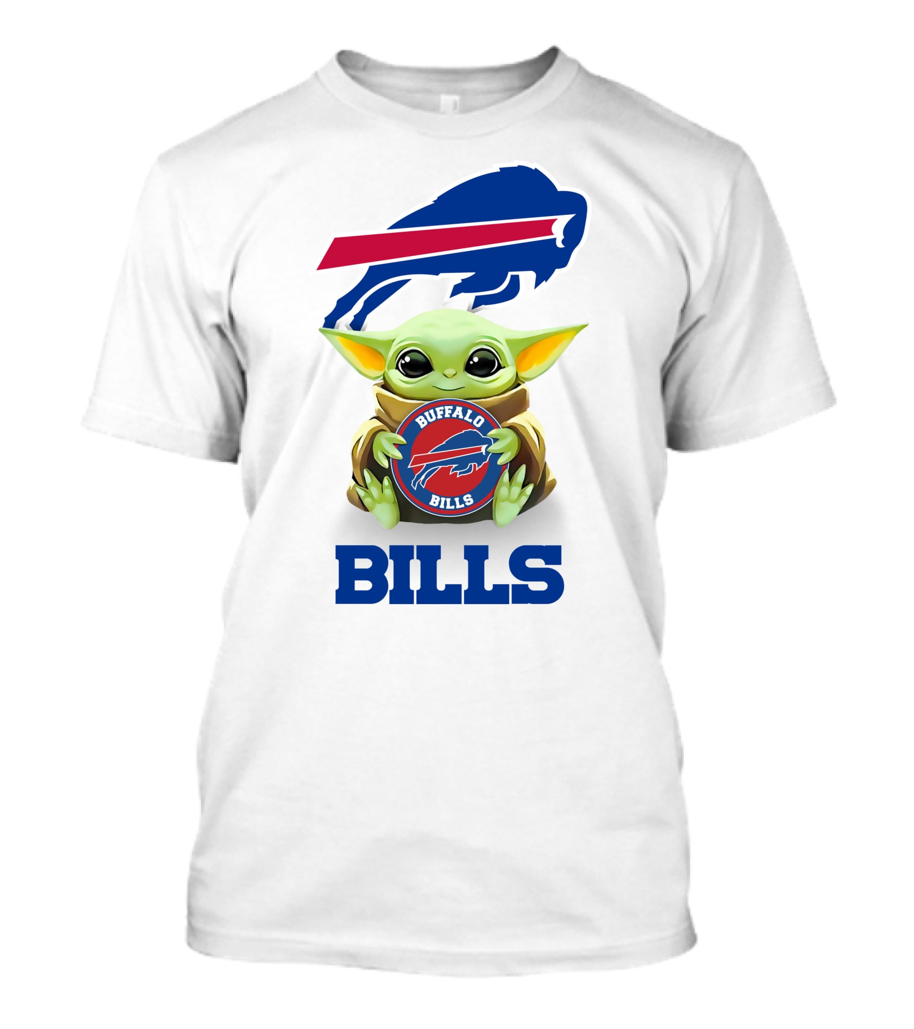 Buffalo Bills Baby Yoda Star Wars Hugging Team Logo White T-Shirt