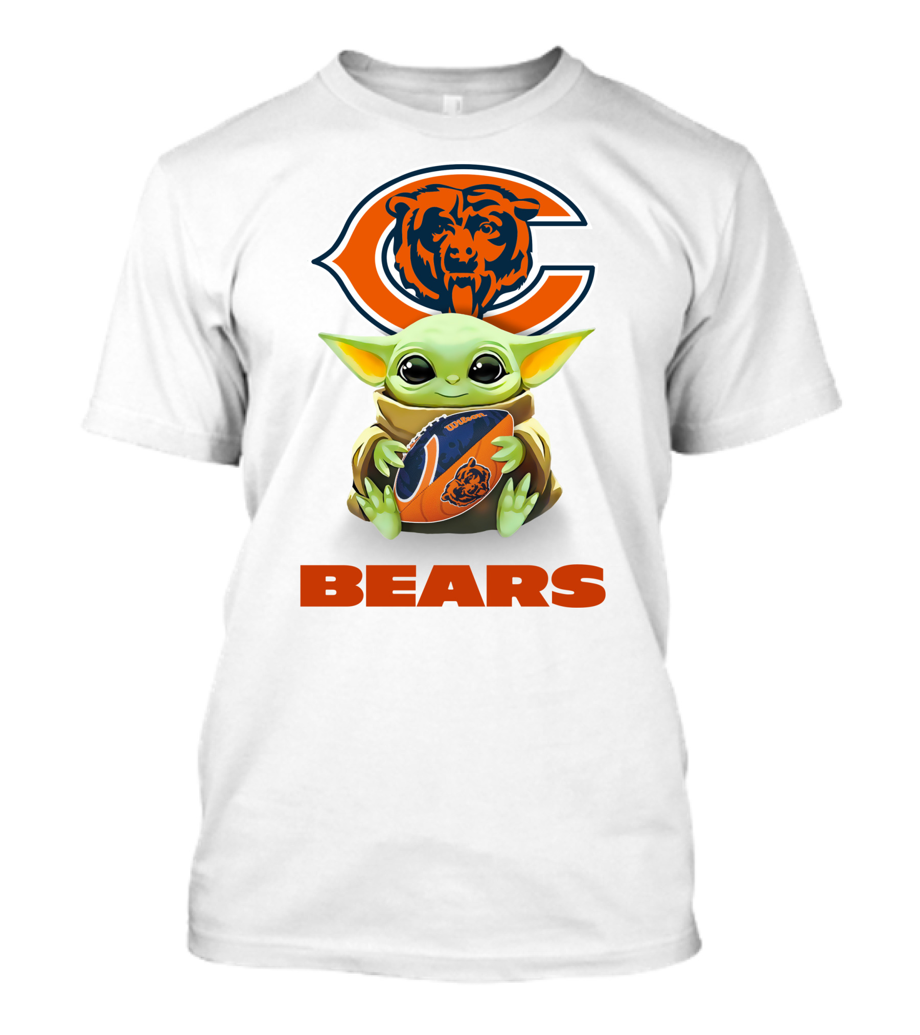 Star Wars Baby Yoda Hug Chicago Bears Football Logo Fan T-Shirt