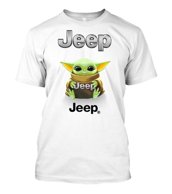 Jeep Baby Yoda Hug Star Wars White T-Shirt