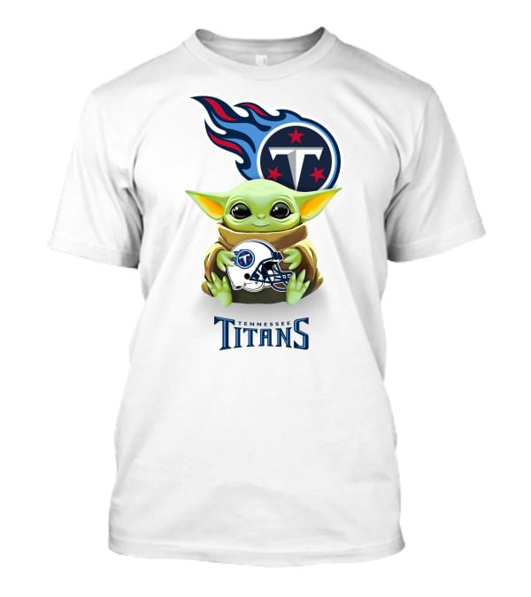 Star Wars Baby Yoda Holding Tennessee Titans Helmet T-Shirt