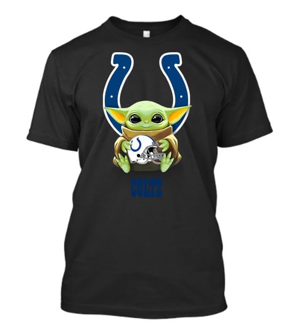 Grogu Embracing Indianapolis Colts Logo With Helmet T-Shirt