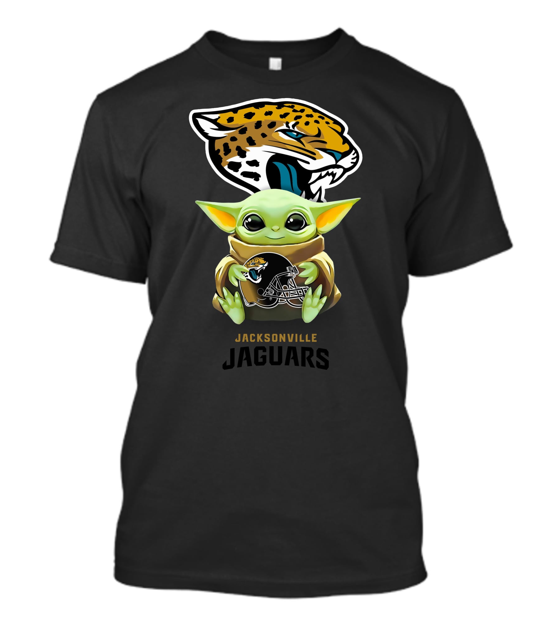Grogu Holding Jacksonville Jaguars Football Helmet With Team T-Shirt