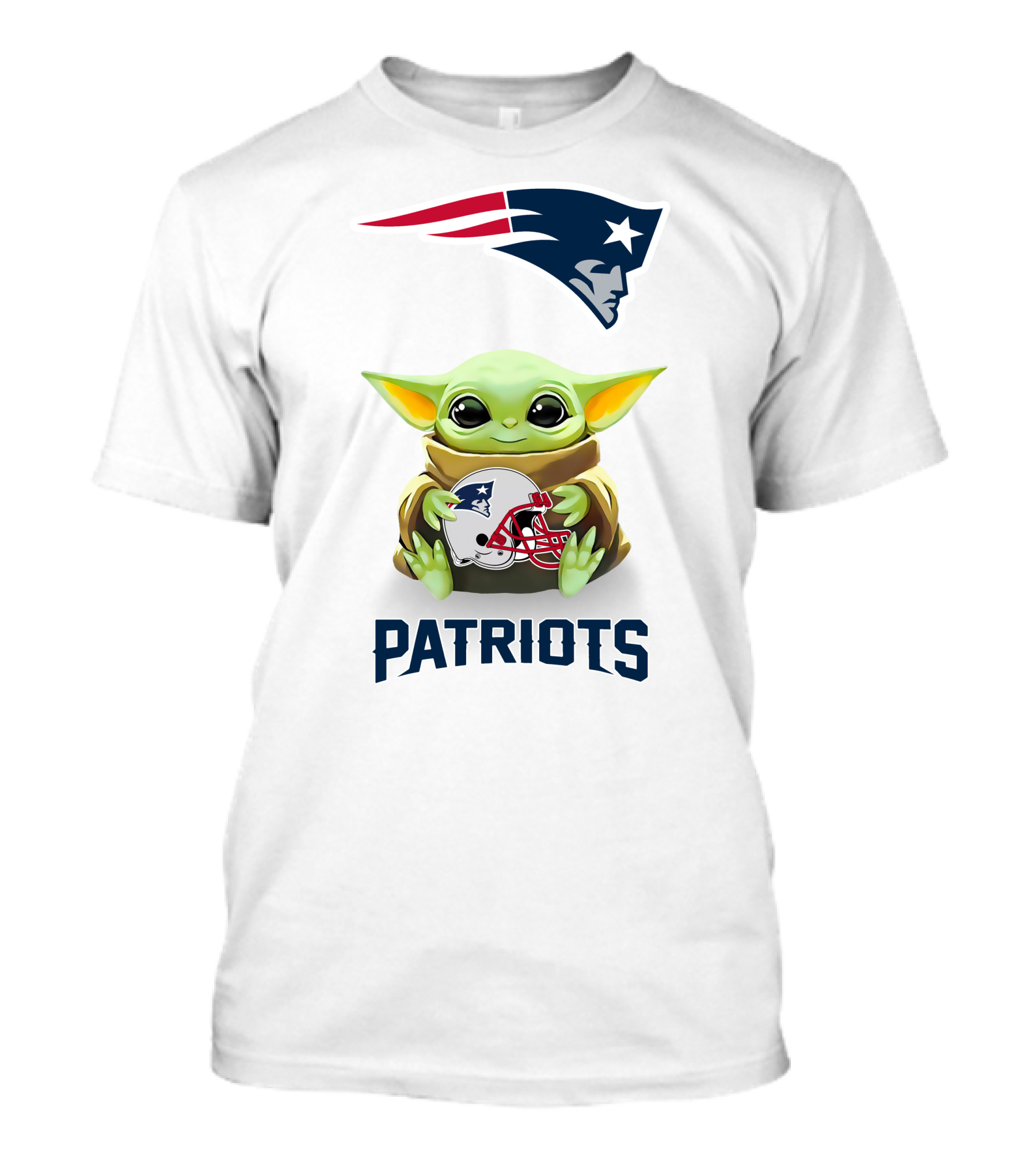 Grogu Hugging New England Patriots Helmet NFL Logo Fan T-Shirt