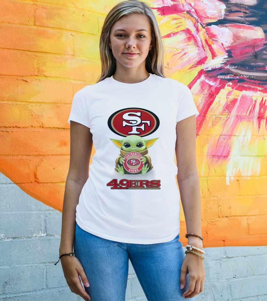 Grogu Holding San Francisco 49ers Sf Logo 49ers Football T-Shirt