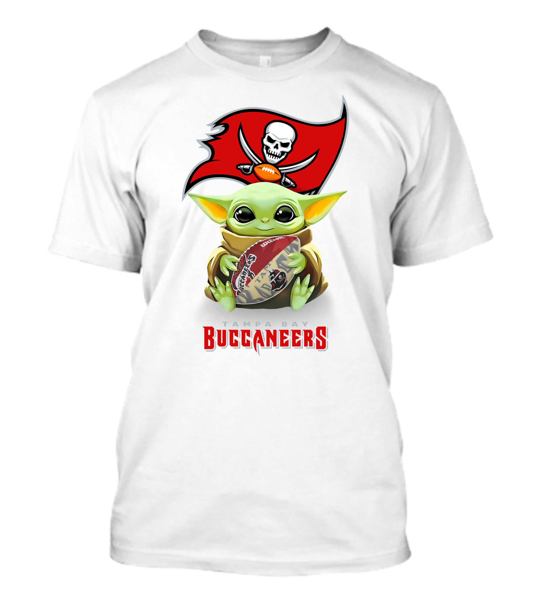 Grogu Holding Tampa Bay Buccaneers Football With Team T-Shirt