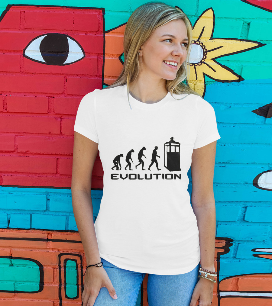 Whovians Evolution TARDIS Silhouette Transformation T-Shirt
