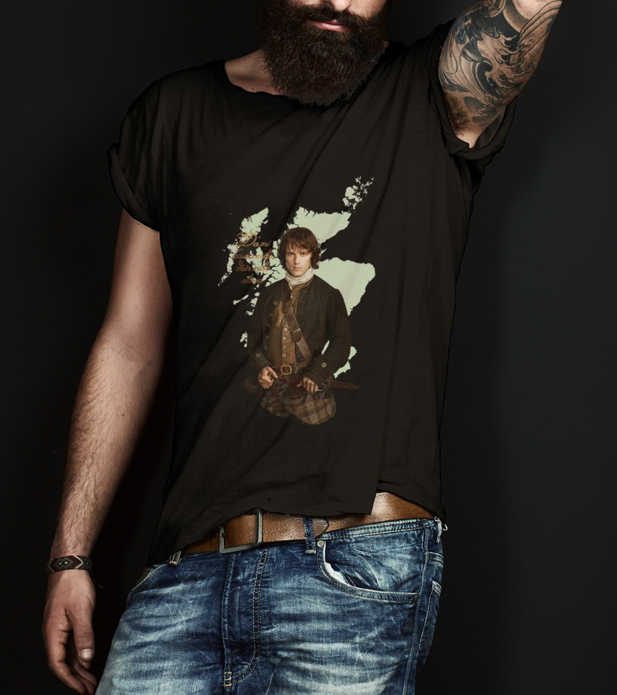 Jamie Fraser Edition Outlander Map Background T-Shirt