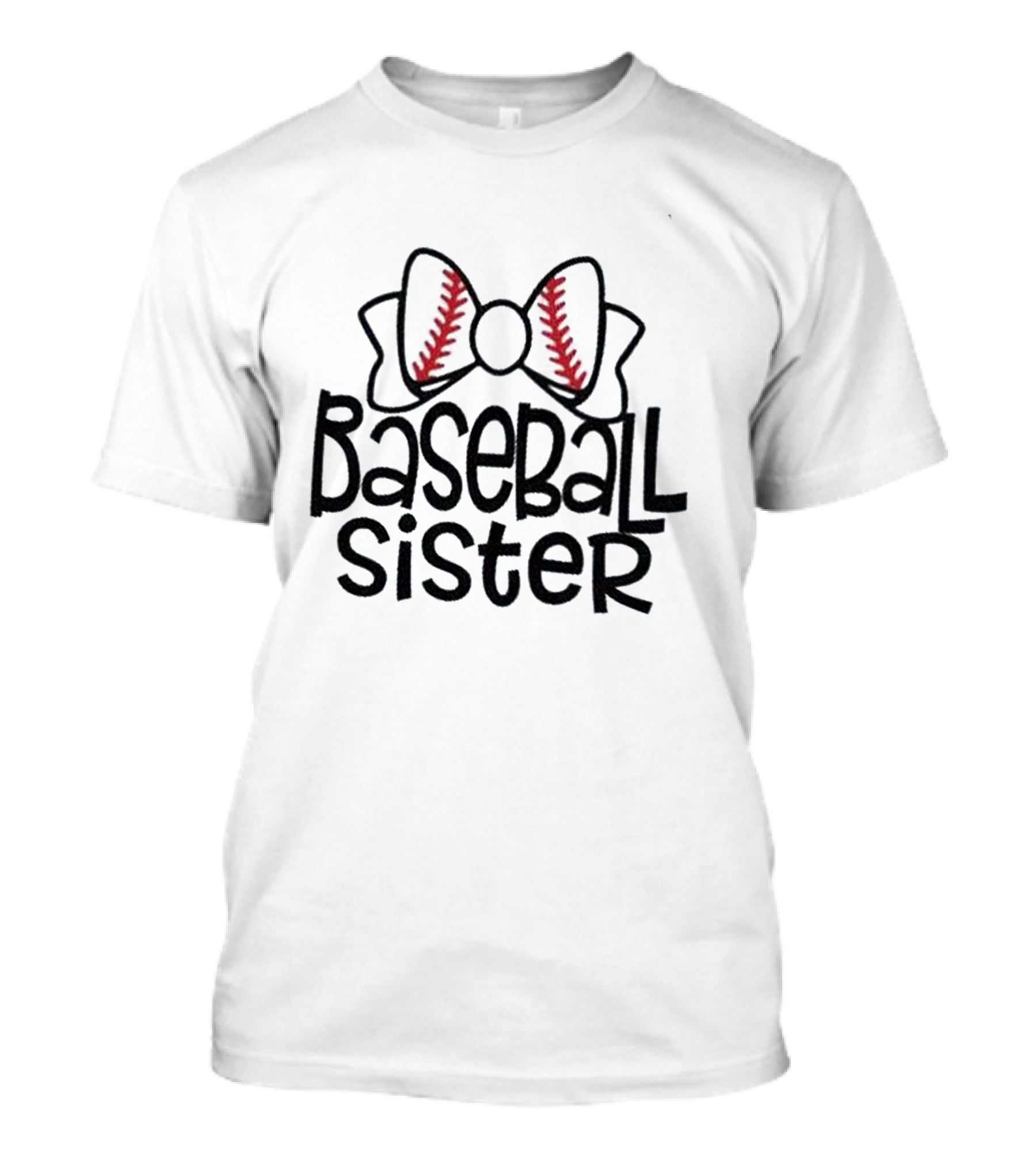Baseball Sister With Baseball-Themed Bow T-Shirt