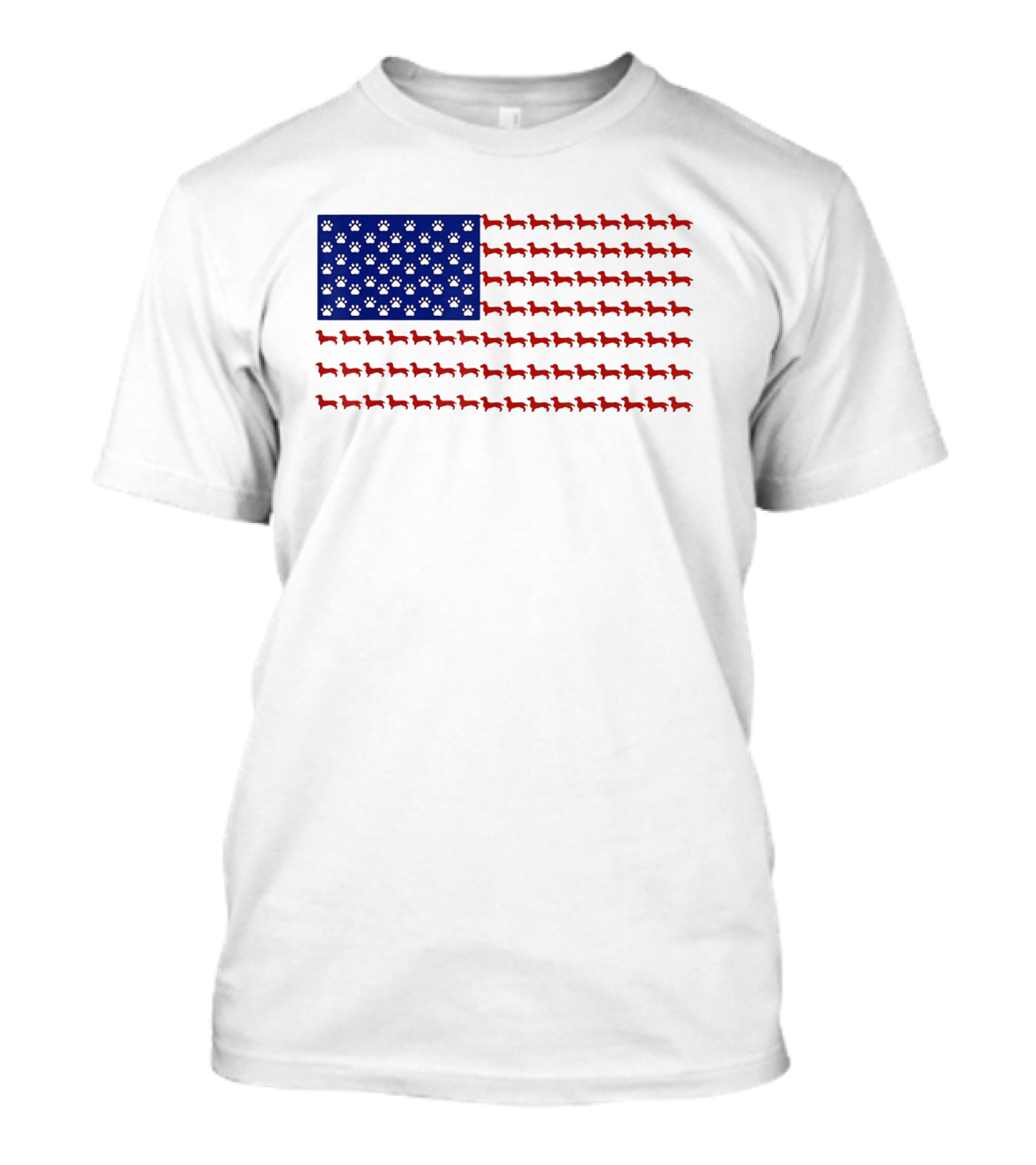 Patriotic Dachshund American Flag Independence Day Paws T-Shirt