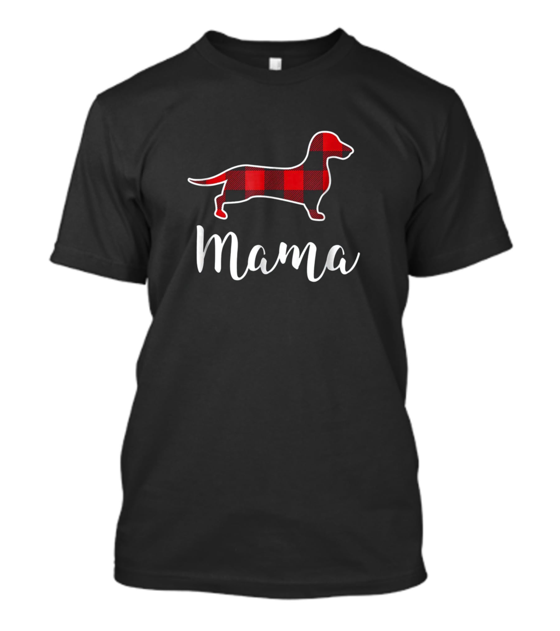 Mama Dachshund Red Plaid Matching Family Dog T-Shirt