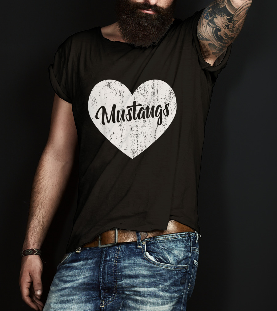 Mustangs Heart School Sports Fan Team Spirit Mascot T-Shirt