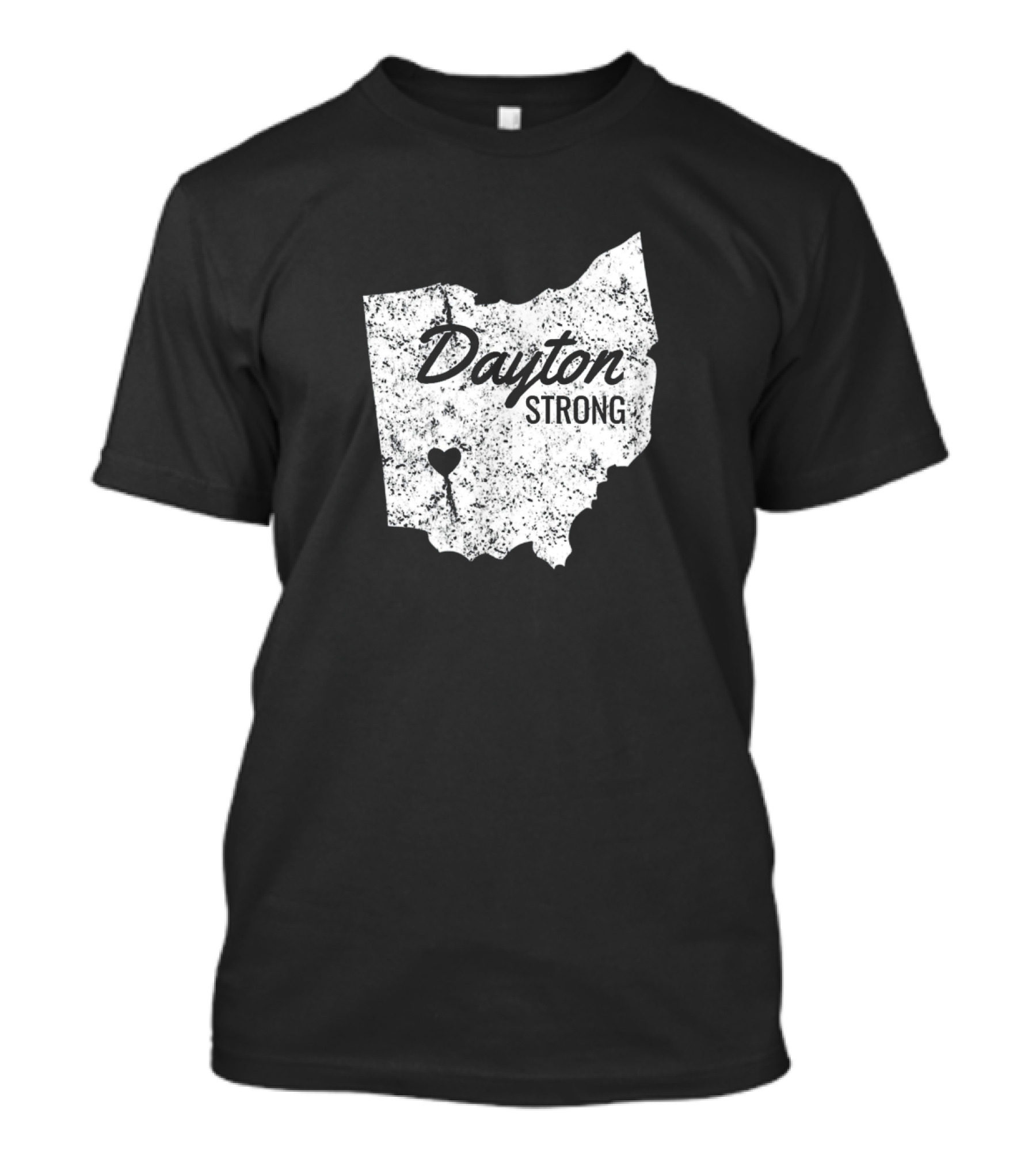 Dayton Strong Ohio Map With Heart Symbol Memorial T-Shirt