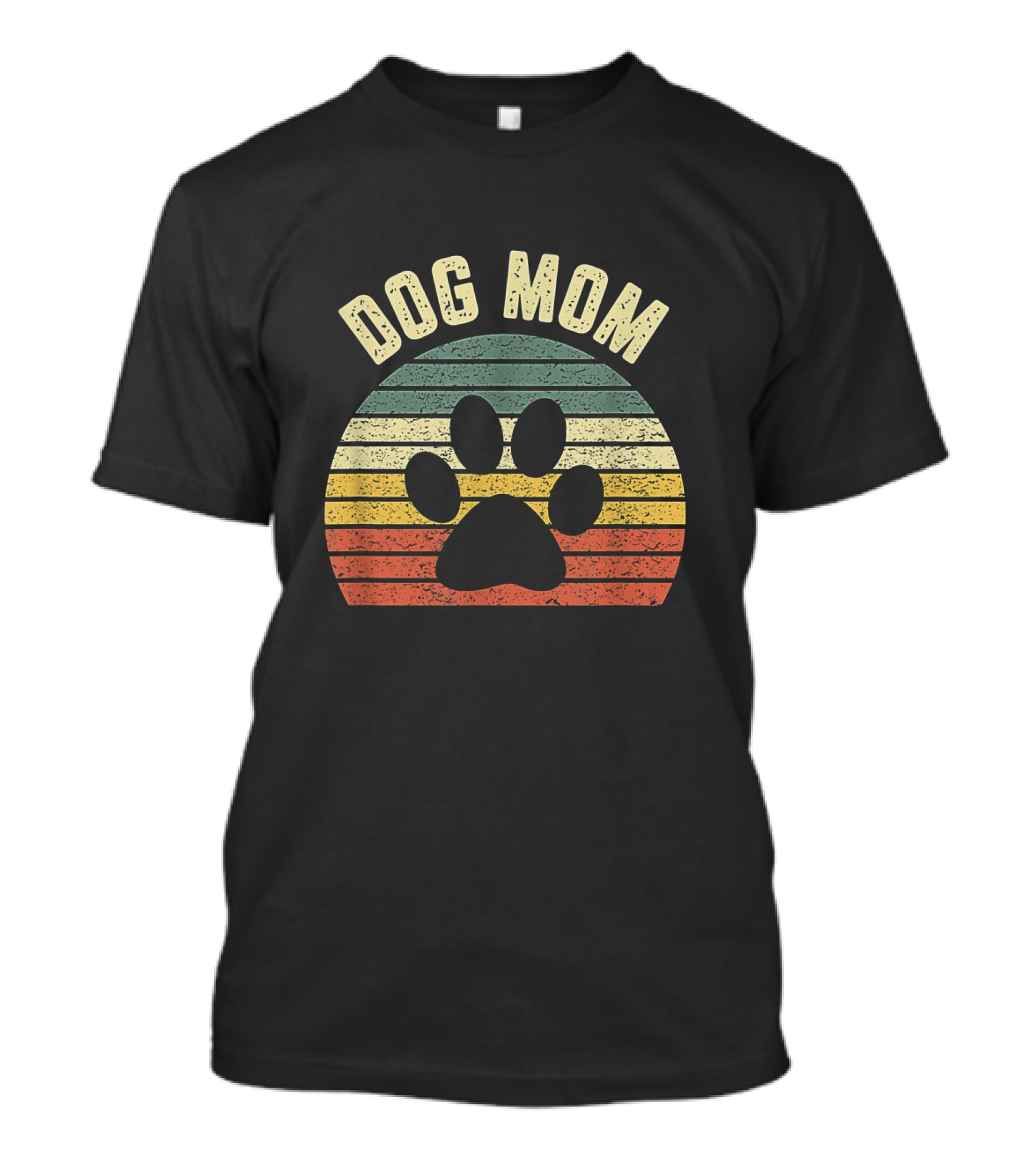 Dog Mom Vintage Striped Paw Prints T-Shirt