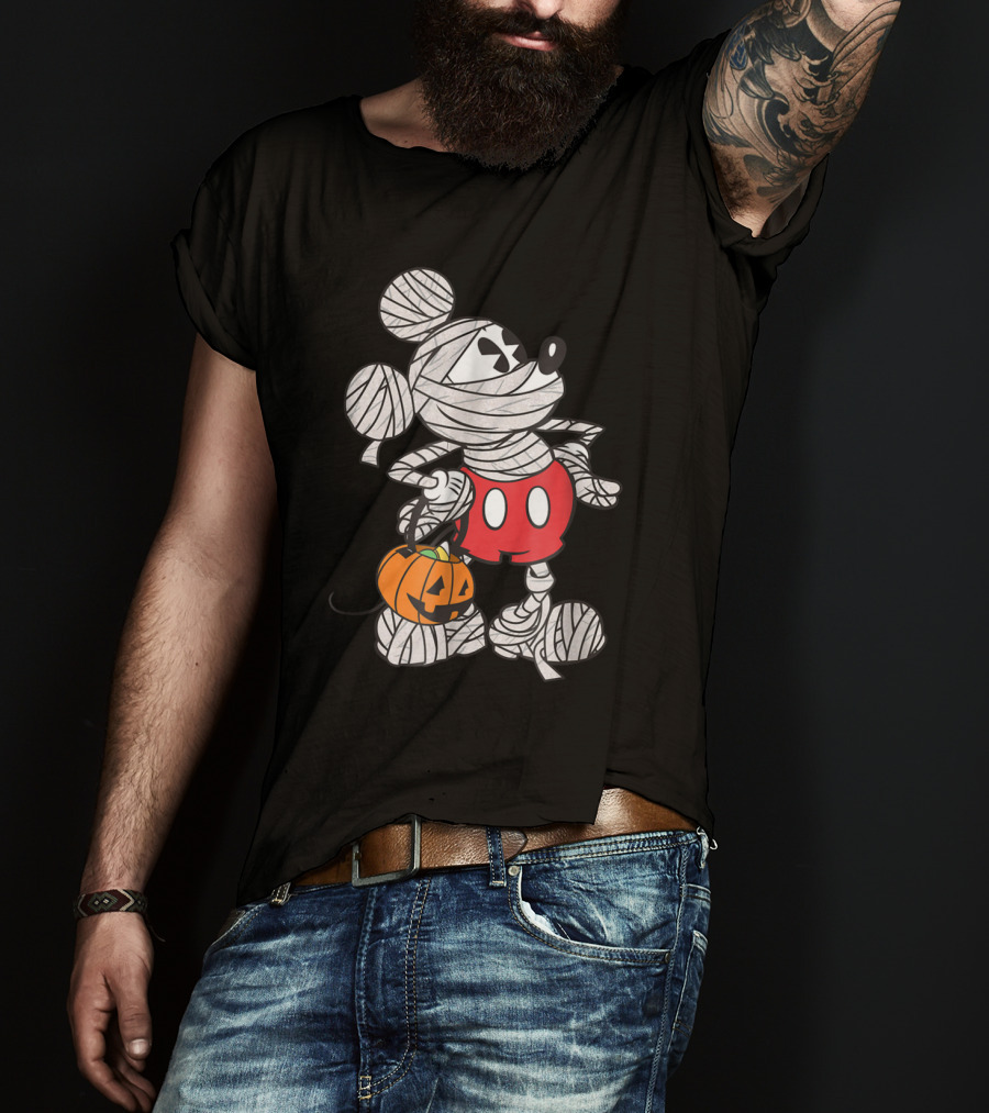 Mickey Mouse Halloween Mummy With Pumpkin Trick-or-Treat Bag T-Shirt