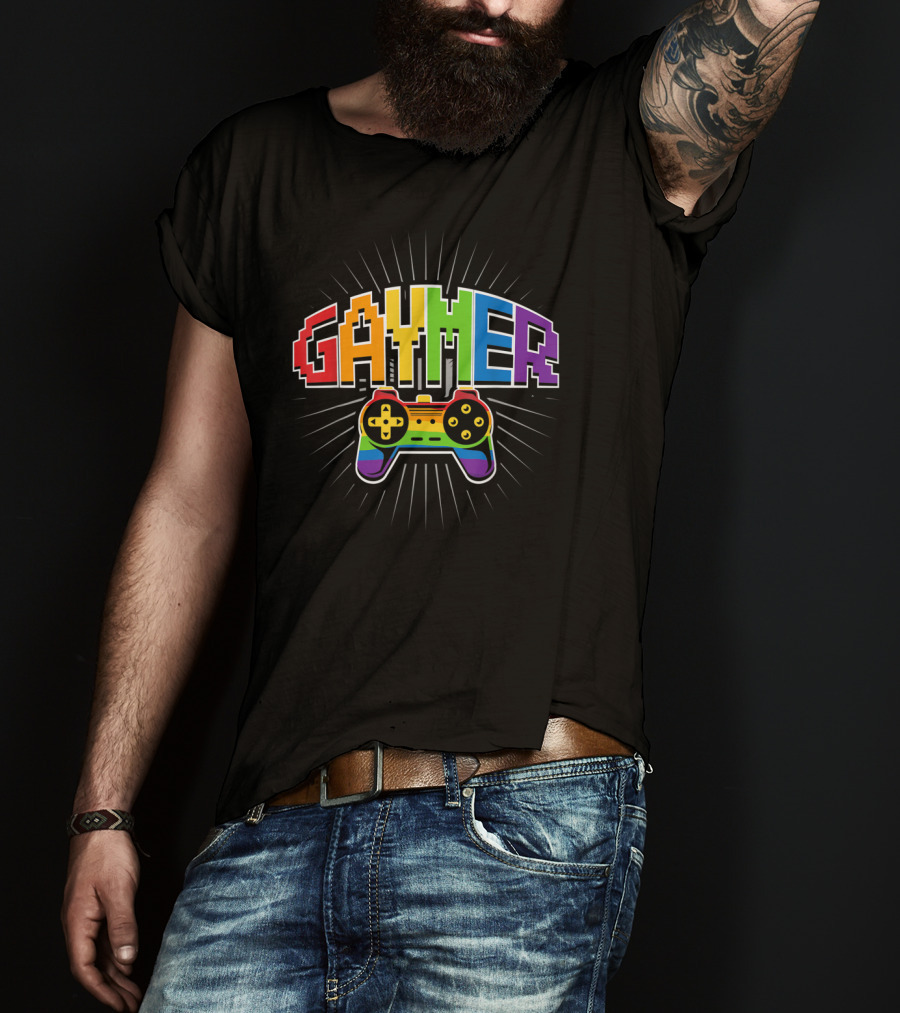 Threadrock Men's Gaymer Rainbow Love Controller Pride T-Shirt