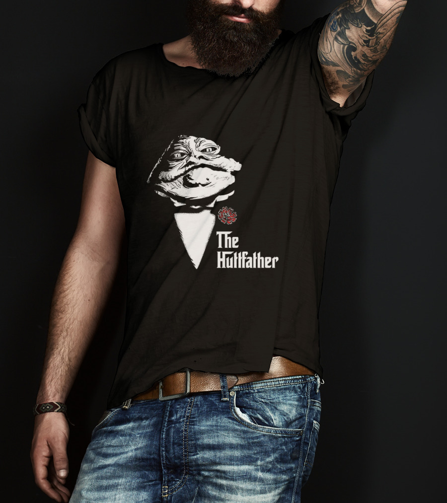 The Huttfather Parody Featuring Iconic Mobster Imagery And Star Wars Character Jabba The Hutt T-Shirt