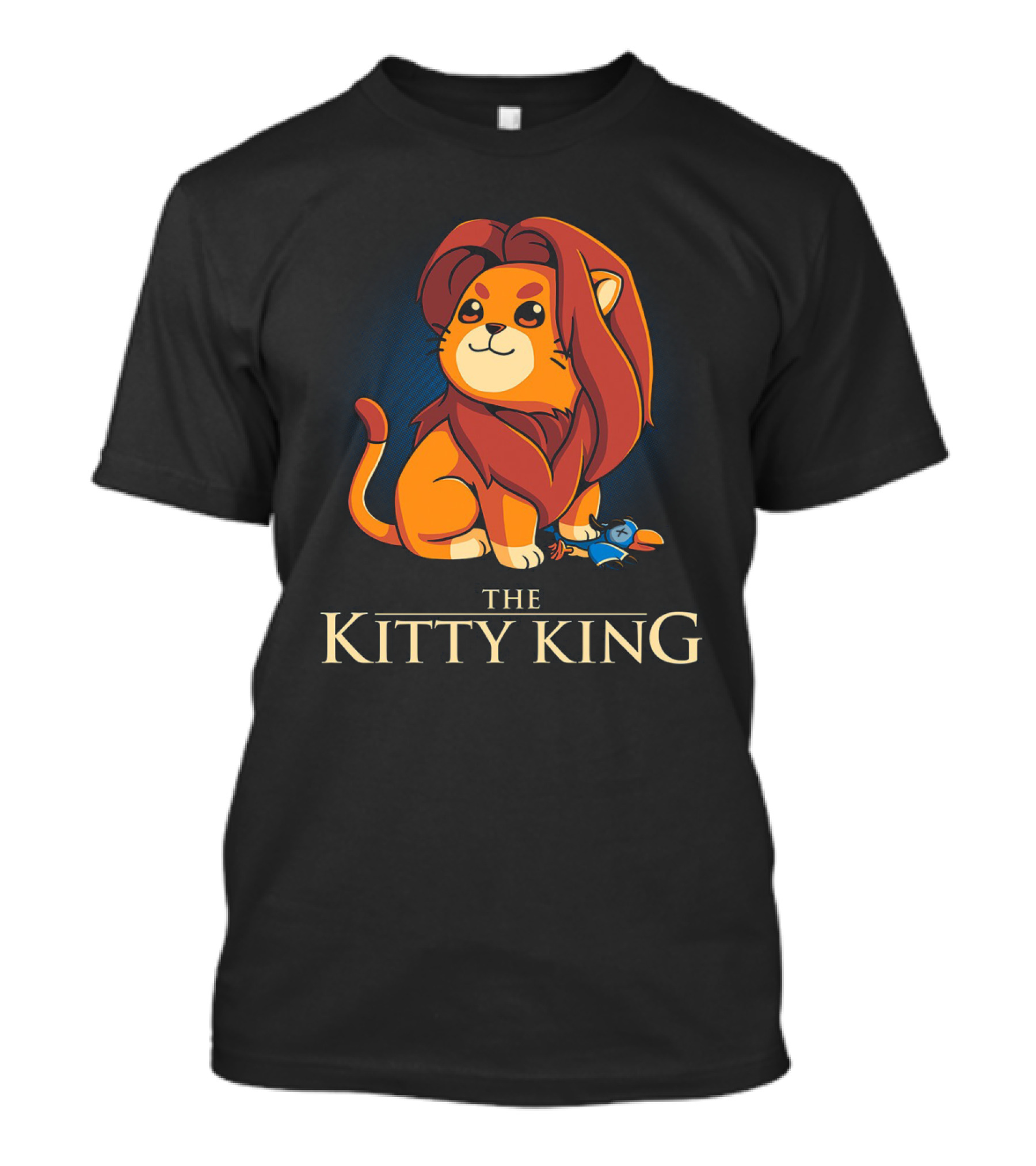 The Kitty King Cute Lion With Plush Mane And Toy Bird Playful T-Shirt