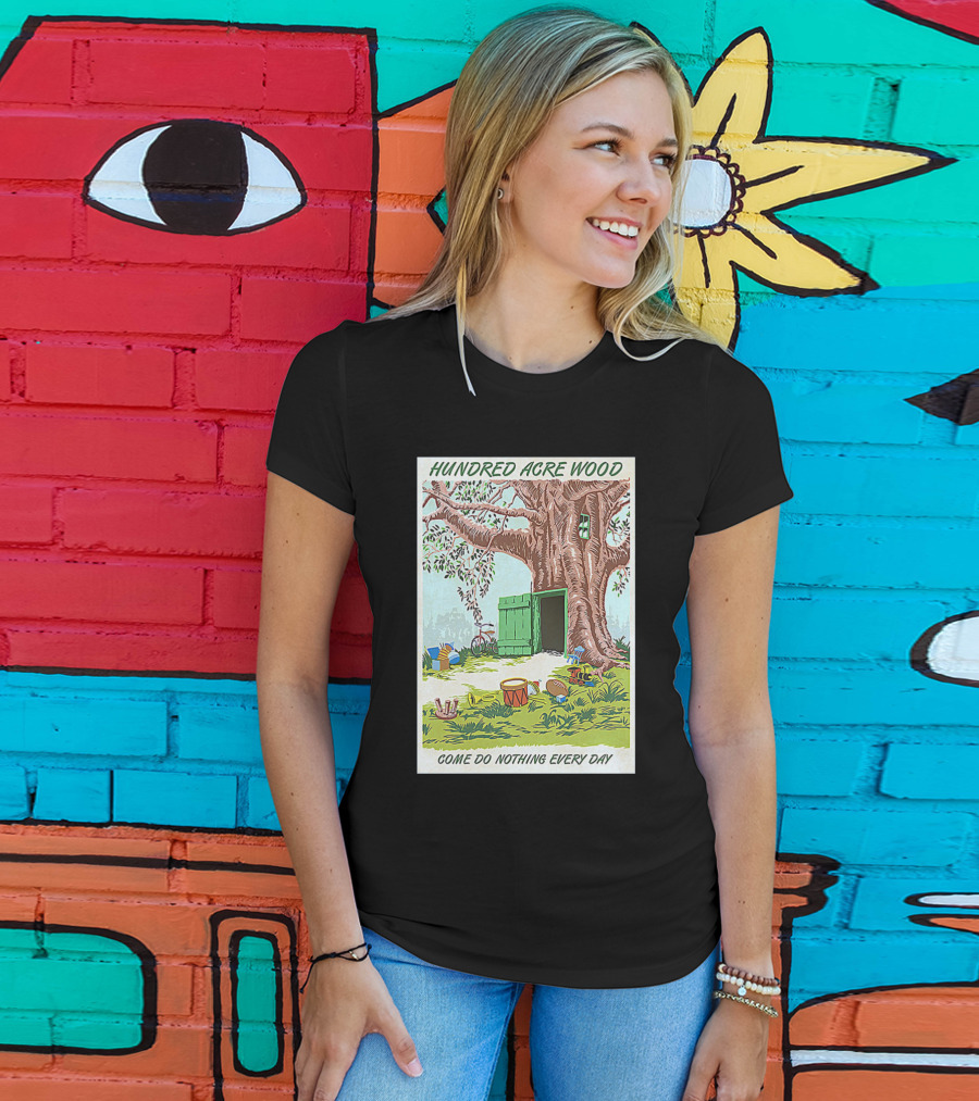 Hundred Acre Wood Come Do Nothing Every Day Vintage Tree Scene T-Shirt